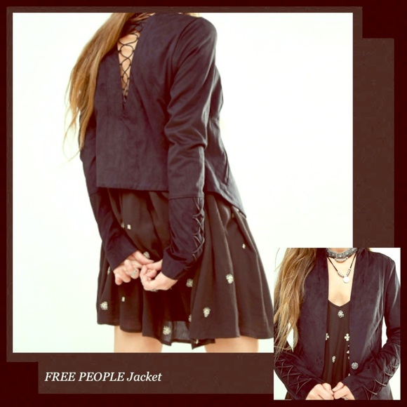 FREE PEOPLE Faux Suede Bare Back Lace Up Jacket